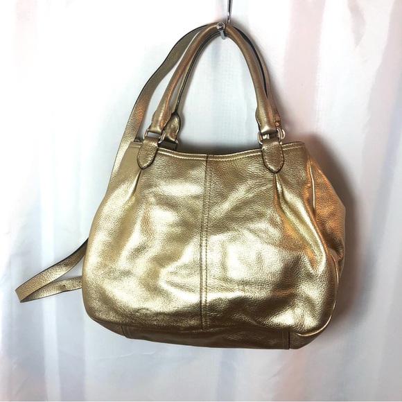 LAUREN RALPH LAUREN Gold Leather Satchel Tote with Shoulder Strap - Picture 4 of 14